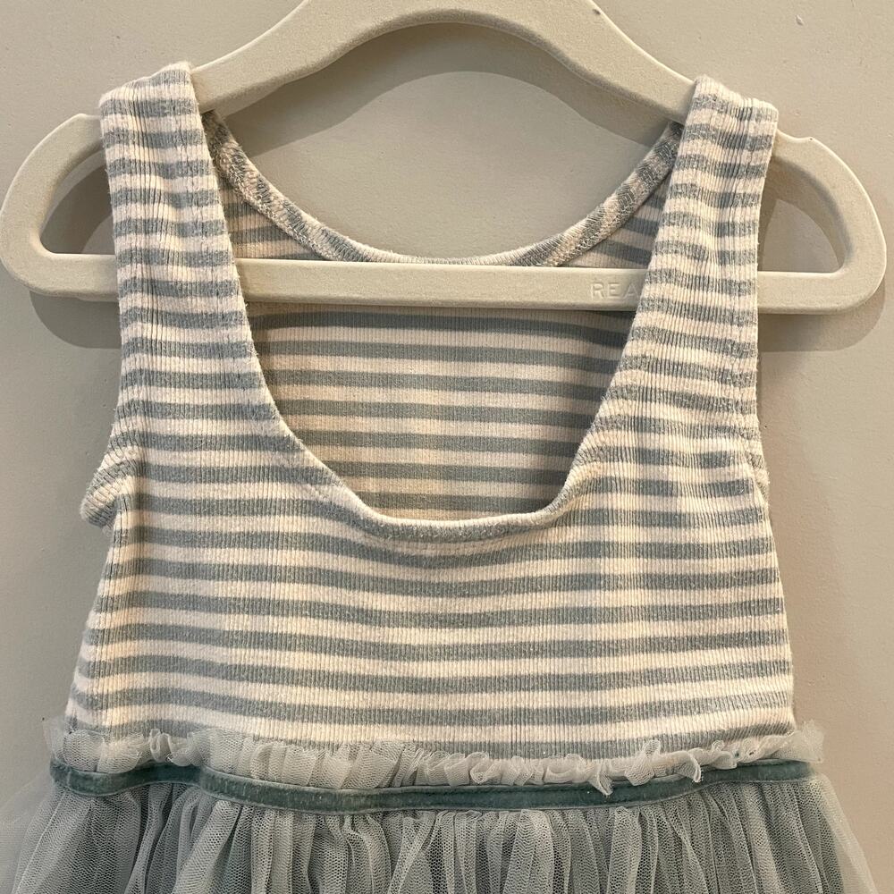 Mini Boden Jersey Tulle Mix Dress Party Twirl Trip Tropical Rain Green 4-5 Years - Picture 8 of 14